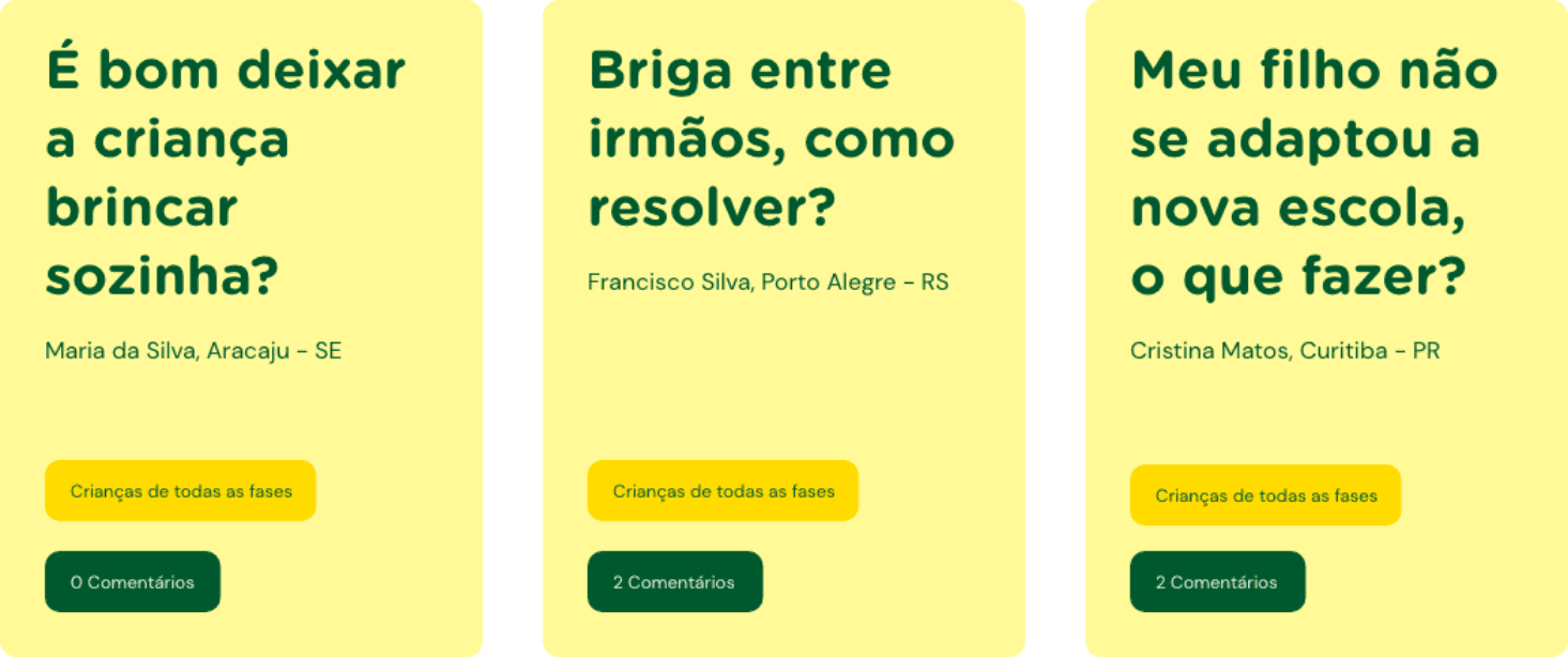 Blocos de conteúdo do site