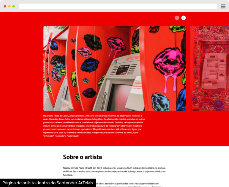 Tela interna do site